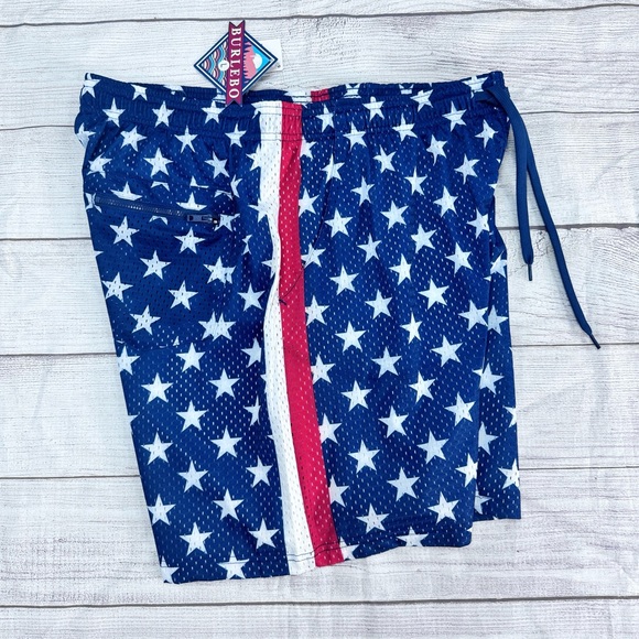 Burlebo Mesh Fully Lined Athletic Gym Basketball Patriotic Flag Shorts - Picture 6 of 8
